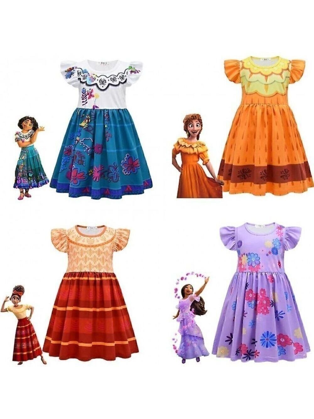 Ghnatygren Size 120 cm (5-6 Years) Girls Short Sleeve Floral Costume Dress